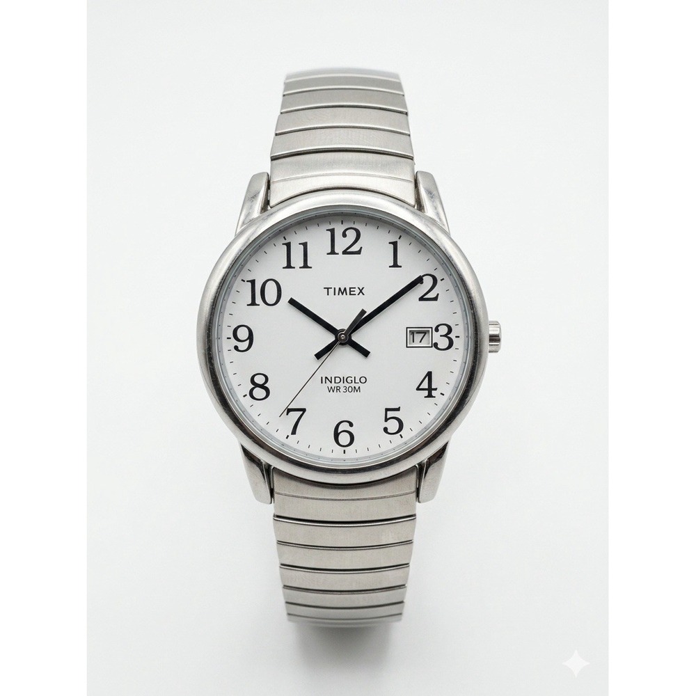 Timex Watch CR 2016 Cell Model WR 30M Stainless Back Indiglo Silvertone Battery*